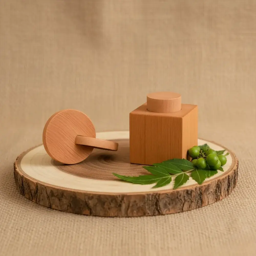 Montessori Interlocking Discs & Wooden Puzzle Set for Babies | Natural Wooden Learning Toy