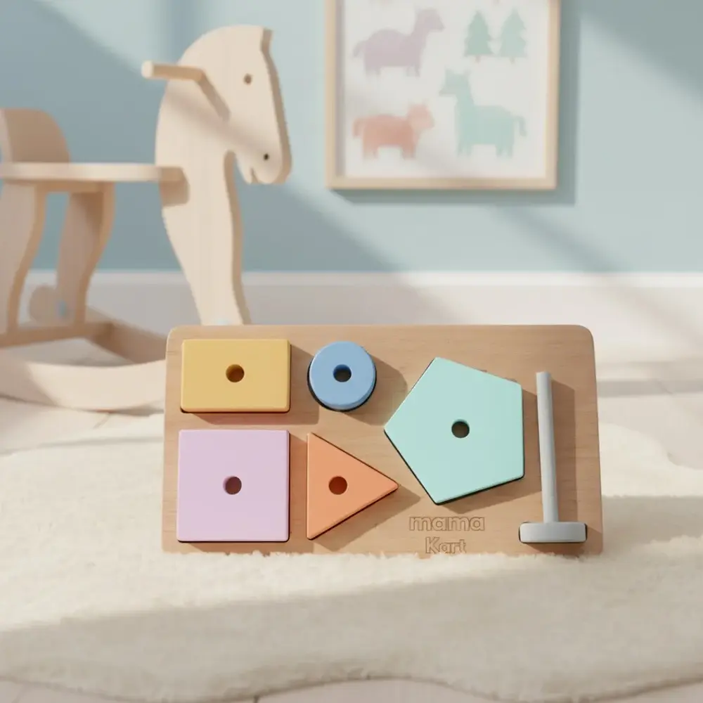 Montessori Wooden Shape Sorter Toy for Babies & Toddlers | Early Learning Fine Motor Skill Development Block Set