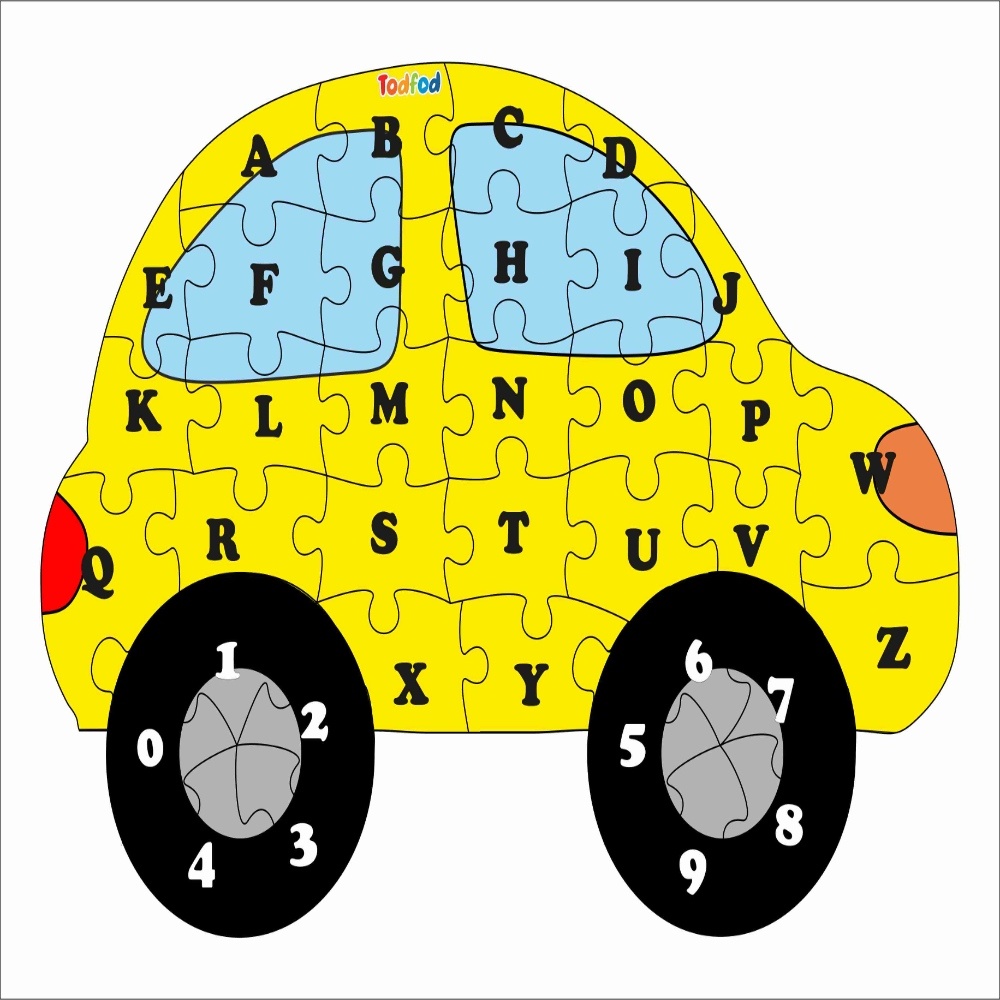 Todfod Wooden Jigsaw Puzzle – Car Shaped English Alphabets