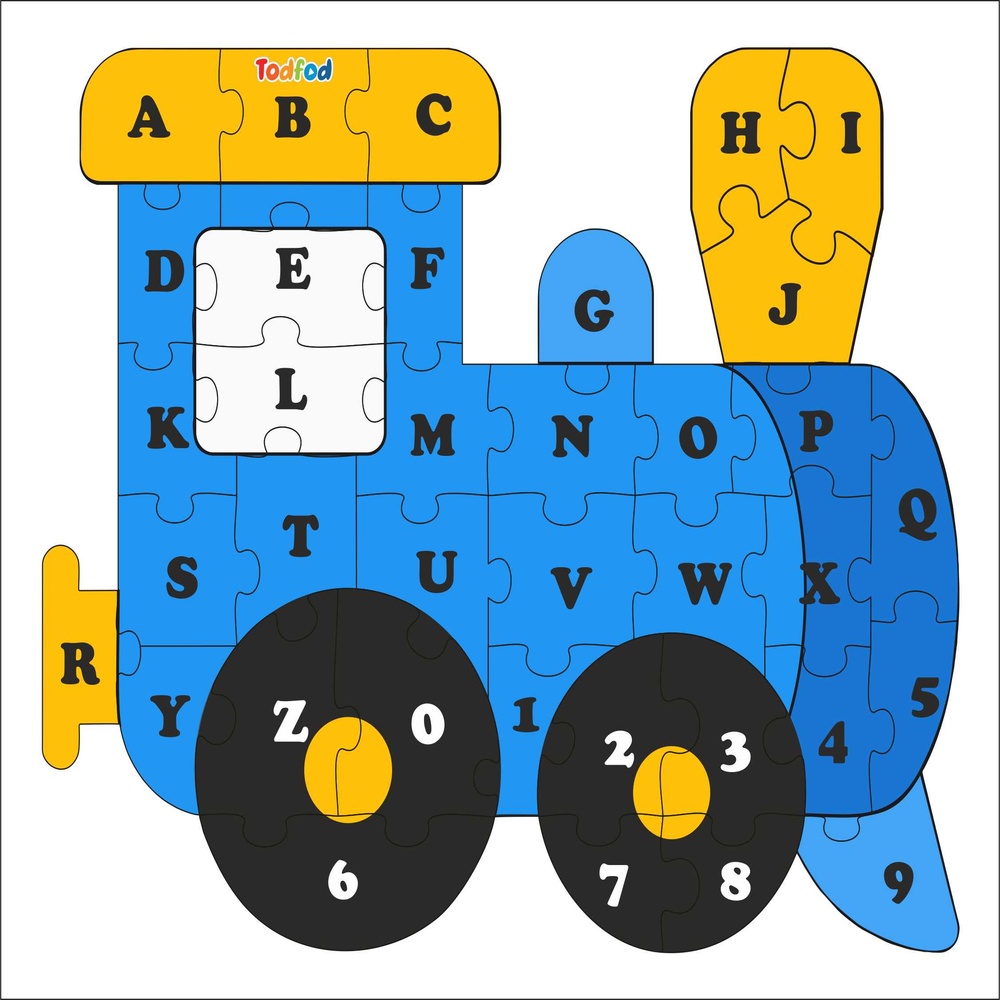 Todfod Wooden Jigsaw Puzzle – Train Shaped English Alphabets