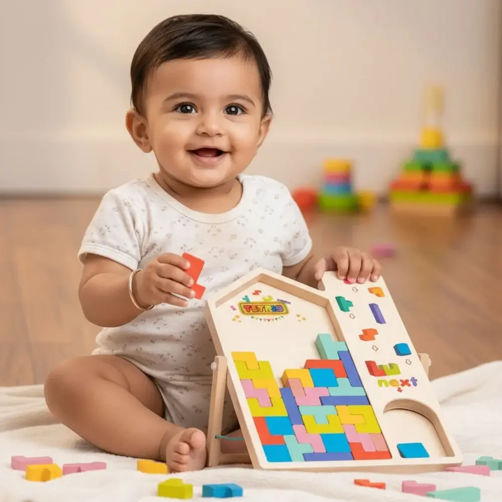 Wooden Multifunctional Tetris Puzzle Game for Kids | Educational & Skill-Building Toy