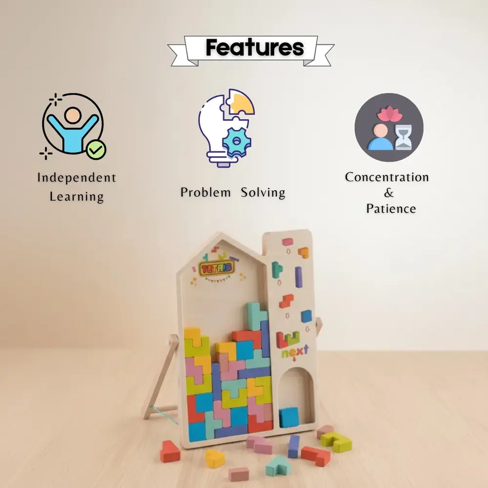 Wooden Multifunctional Tetris Puzzle Game for Kids | Educational & Skill-Building Toy