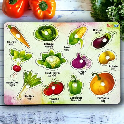 Todfod Wooden Jigsaw Puzzle - Vegetable Characters for Kids