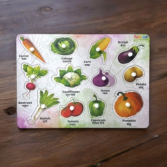 Todfod Wooden Jigsaw Puzzle - Vegetable Characters for Kids