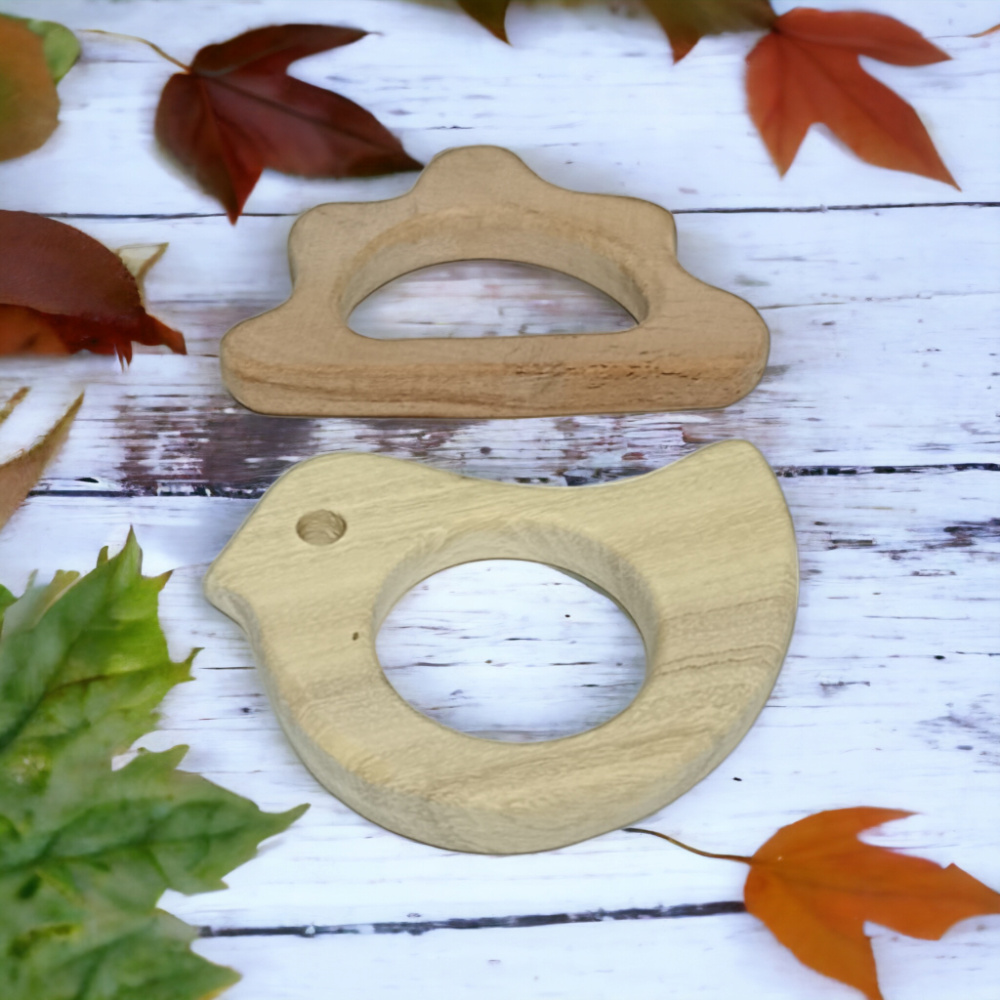 Neem Wooden Baby Teethers - Dove, Cloud Shapes